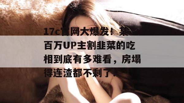 17c官网大爆发！某百万UP主割韭菜的吃相到底有多难看，房塌得连渣都不剩了！